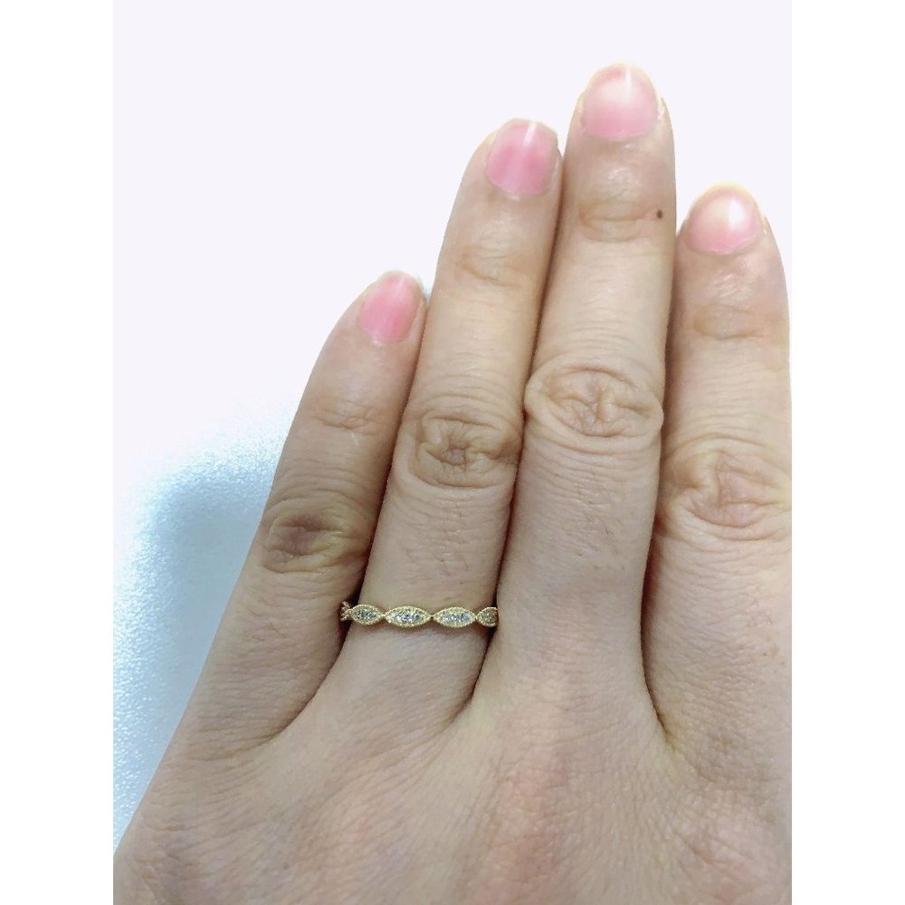 Real Diamond Marquise Wedding Band Yellow Gold